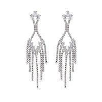 AGP PARIS Womens Elegant Sparkling Chain Drop Earrings