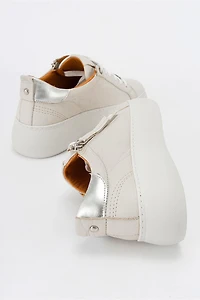 Forever & Always Womens Allie Leather Zip Sneaker