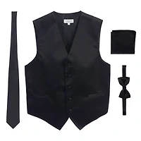 Gioberti Men's Formal 4pc Satin Vest Necktie Bowtie and Pocket Square