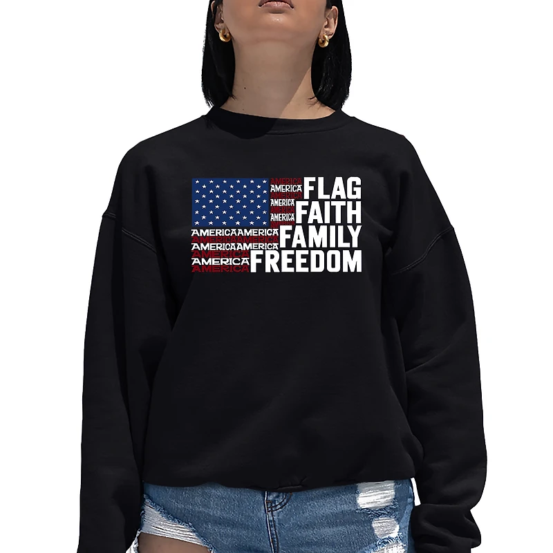 LA Pop Art Faith Flag - Women's Word Crewneck Sweatshirt
