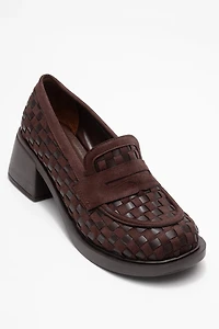Prologue Shoes Womens Marlon Woven Block Heel Loafer