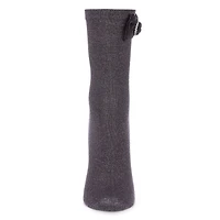 MeMoi Women's Velvet Bow Metallic Lurex Crew Socks