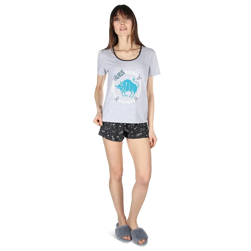 MeMoi Women's Taurus Zodiac Sign PJ Short Set