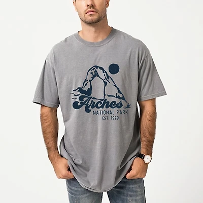 Simply Sage Market - Vintage Arches National Park Men's Garment Dyed Graphic T-Shirt