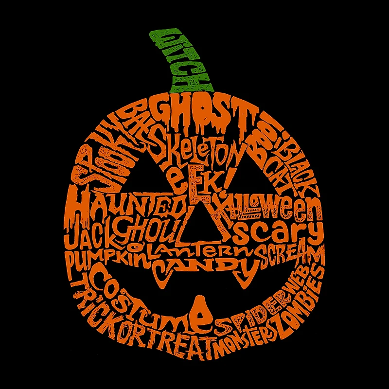 LA Pop Art Men's Pumpkin Word T-Shirt - Crew Neck, 100% Cotton