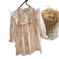 MyKids-USA French-Style Autumn Girls Floral Ruffle Long Sleeve Twirl Dress