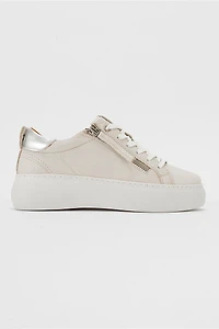 Forever & Always Womens Allie Leather Zip Sneaker