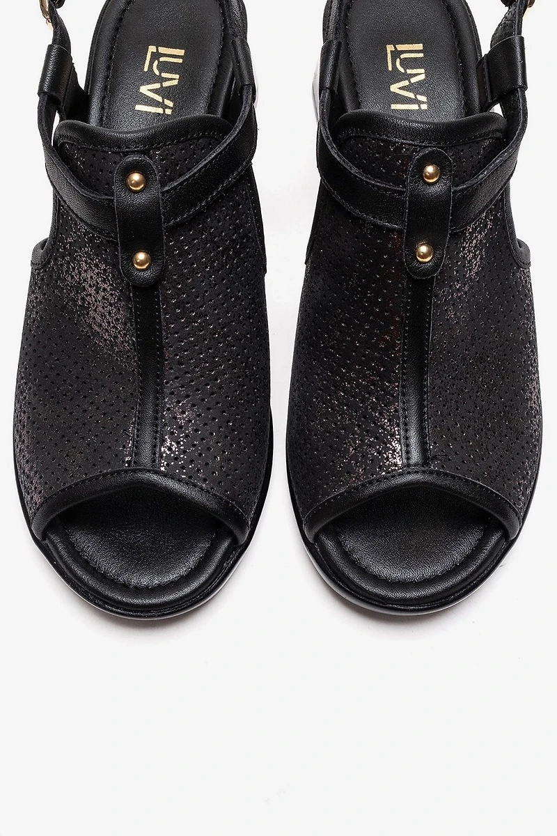 Forever & Always Womens Janelle Leather Block Heel Sandal