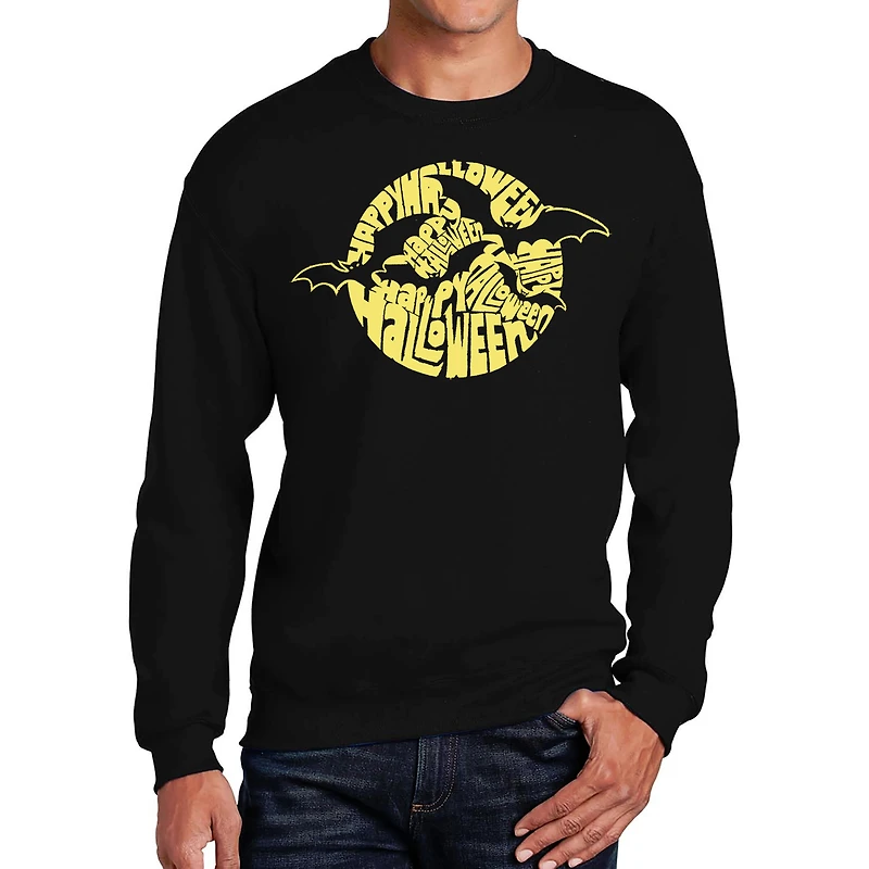 LA Pop Art Men's Word Crew Sweatshirt - Halloween Bats