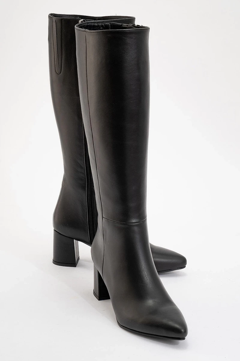 Forever & Always Womens Sejas Leather Block Heel Knee-High Boots