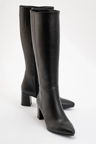 Forever & Always Womens Sejas Leather Block Heel Knee-High Boots