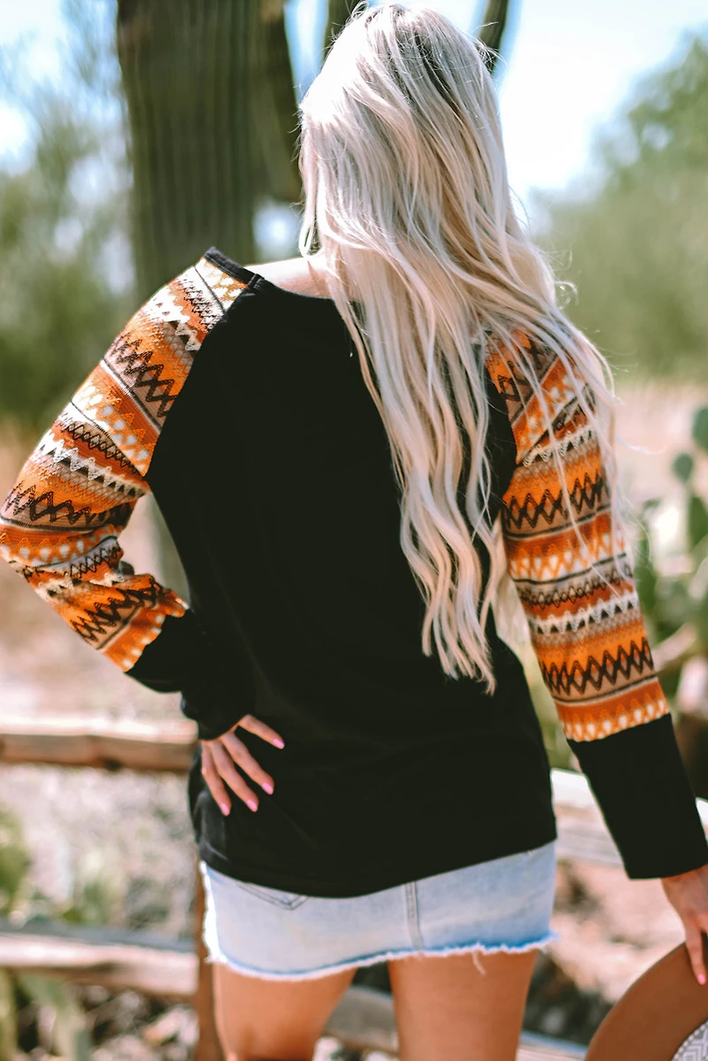 Threaded Pear Women's Aurora Raglan Patchwork Long Sleeve Top