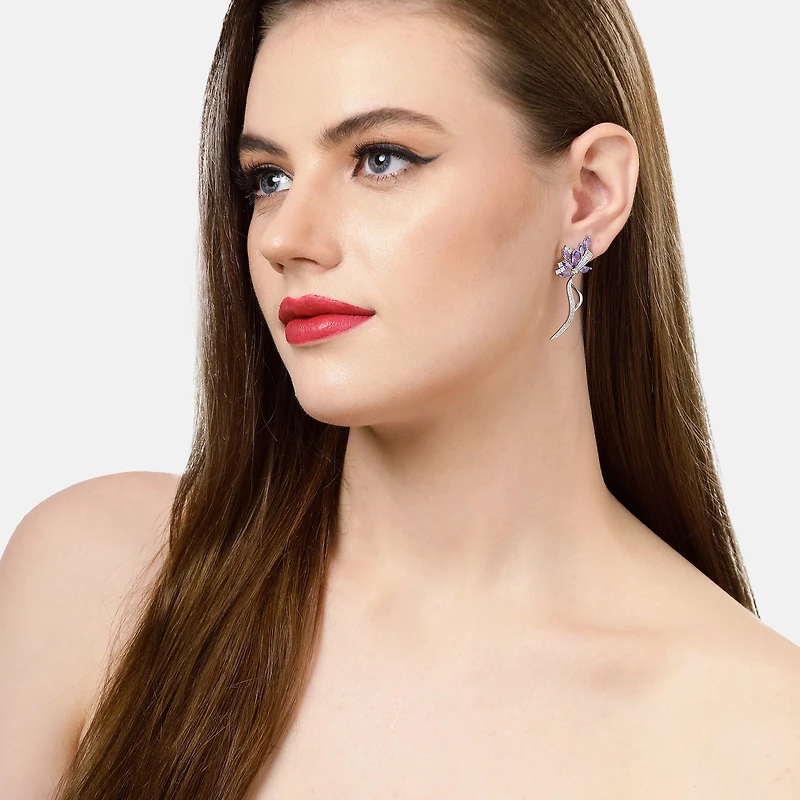 AGP PARIS Womens Floral Stem Drop Earrings