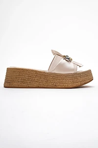 Prologue Shoes Womens Shara Braided Bow & Bee Buckle Platform Sandal