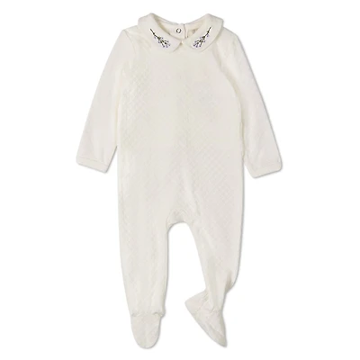MeMoi Baby Girls "Lilacs Are The Sweetest Bloom" Embroidered Footie