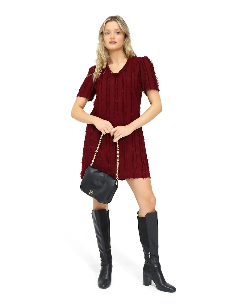Belle & Bloom Womens Solana Boho Fringe Shift Mini Dress