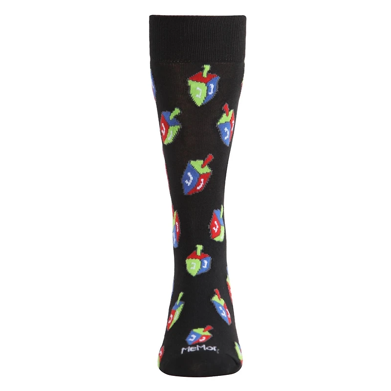 MeMoi Men's Colorful Hanukkah Dreidel Novelty Crew Socks