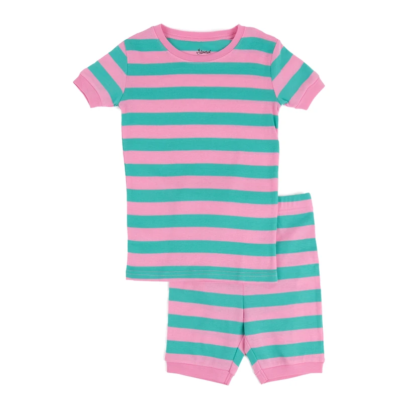 Leveret Kids 2-pc. Cotton Striped Short Sleeve Shirt & Shorts Pajama Set
