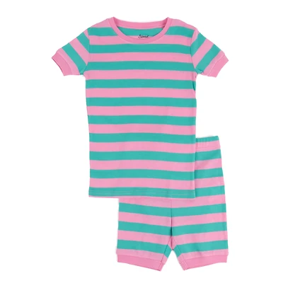 Leveret Kids 2-pc. Cotton Striped Short Sleeve Shirt & Shorts Pajama Set