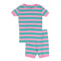 Leveret Kids 2-pc. Cotton Striped Short Sleeve Shirt & Shorts Pajama Set