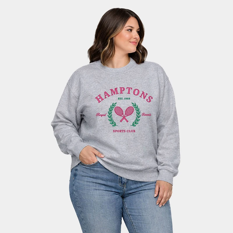 Simply Sage Market - Embroidered Hampton Sports Club Women's Plus Sized Graphic Sweatshirt