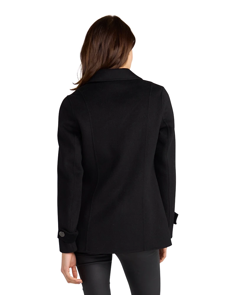 Belle & Bloom Womens Forget You Wool Blend Military Peacoat