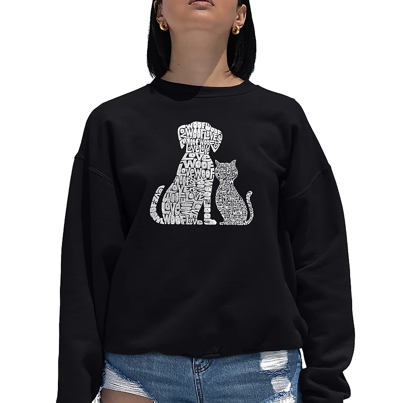 LA Pop Art Dogs And Cats - Women's Word Crewneck Sweatshirt