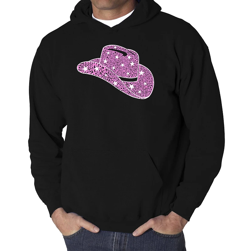 LA Pop Art Cowgirl Hat - Men's Word Hooded Sweatshirt