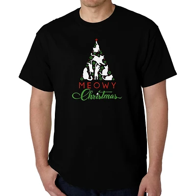 LA Pop Art Men's Word T-Shirt - Meowy Christmas Tree