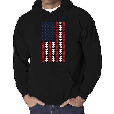 LA Pop Art Heart Flag - Men's Word Hooded Sweatshirt