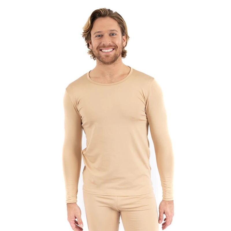 Leveret Men's Neutral Solid Thermal Pajama Set