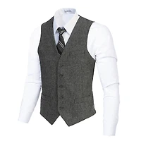 Gioberti Men's 5 Button Slim Fit Formal Herringbone Tweed Suit Vest