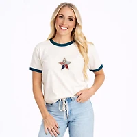 Simply Sage Market - Patriotic Star Faux Patchwork Women's Ringer Graphic T-Shirt