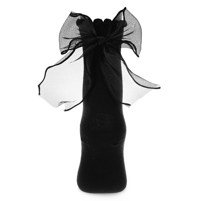 MeMoi Women's Flowing Ribbon Back Scalloped Edge Crew Socks