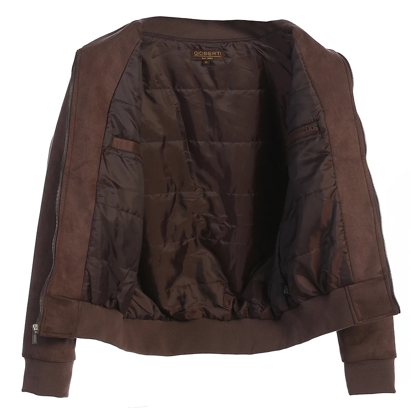 Gioberti Men's Faux Suede Bomber Jacket with Warm Light Inner Padding