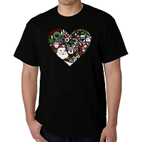 LA Pop Art Men's Christmas Word T-Shirt - Heart Design