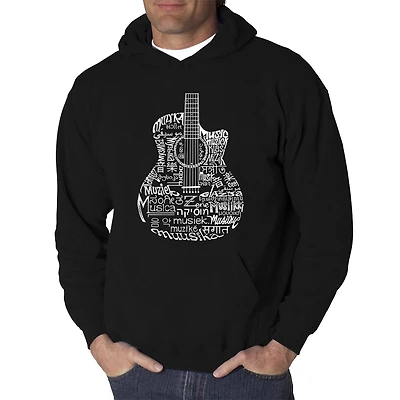 LA Pop Art Languages Guitar - Men's Word Hooded Sweatshirt