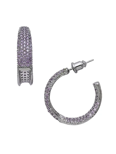 AGP PARIS Womens Pavé Tapered Hoop Earrings