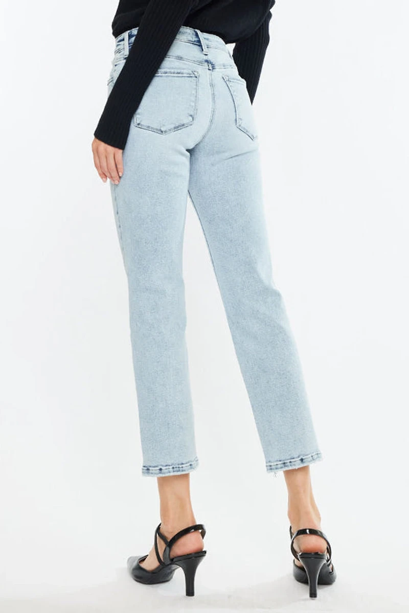 KanCan Women's Essentials Mid Rise Crop Straight Jeans Pam