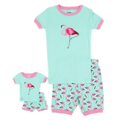 Leveret Girl & Doll Matching Short Sleeve Cotton Animal Pajama Sets