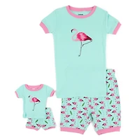 Leveret Girl & Doll Matching Short Sleeve Cotton Animal Pajama Sets