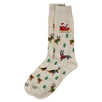 MeMoi Men's Reindeer Pups Holiday Crew Socks