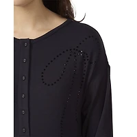 MeMoi Women's Rhinestone-Bow-Trimmed Modal Blend Nightgown