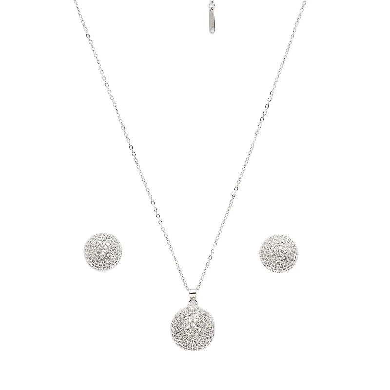 AGP PARIS Sparkling Sphere Stud Womens Necklace and Earrings Set