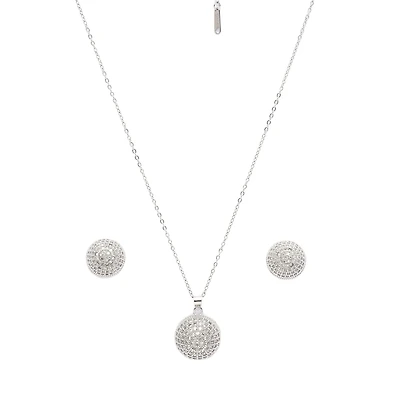 AGP PARIS Sparkling Sphere Stud Womens Necklace and Earrings Set