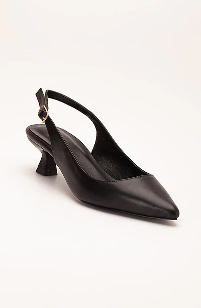 Forever & Always Womens Lety Slingback Kitten Heel Leather Pumps