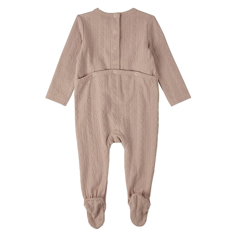 MeMoi Baby and Toddler Cotton-Rich Faux Cable Knit Footie