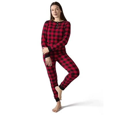 MeMoi Women's Buffalo Plaid Two-Piece PJ Set a Bag