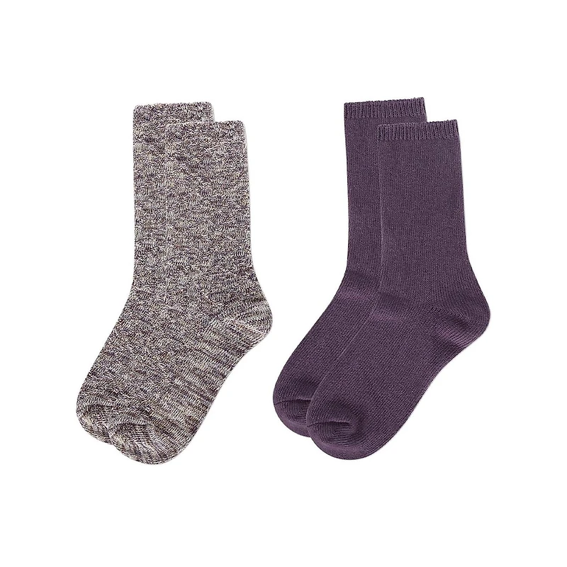 MeMoi 2 Pairs Women's Diamond Sparkle Cotton-Rich Crew Socks