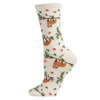 MeMoi Women's Sloth Bamboo Blend Crew Socks